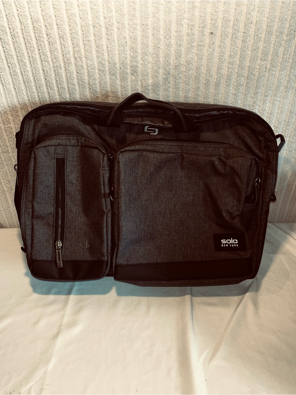 Solo New York 2-in-1 Convertible Laptop Backpack Briefcase Satchel Gray NWOT